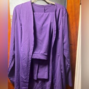 No collar jacket set with pants